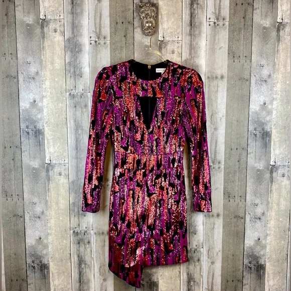 Dress The Population Jayla Sequin Dress in Fuchsia Multi Size Small. - Picture 2 of 13